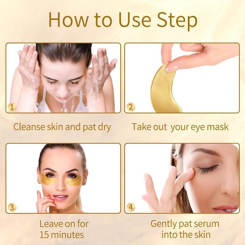 24k Gold Moisturizing Eye Mask, 60pcs set Tightening and Lifting Eyecare Patch, Hydrating Brightening & Firming Eye Sticker, Beauty & Personal Eye Care Product, Skincare Products Skincare Set, Fall Gift Gold Under