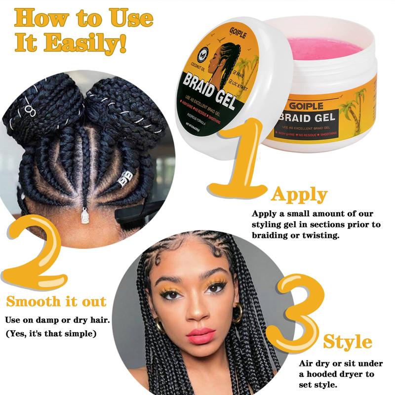 Strong Hold Braiding Gel 8.8OZ - Tames Frizz, High Shine, No Flake, Edge Control for Twists, Locs, and Cornrows(Pineapple)