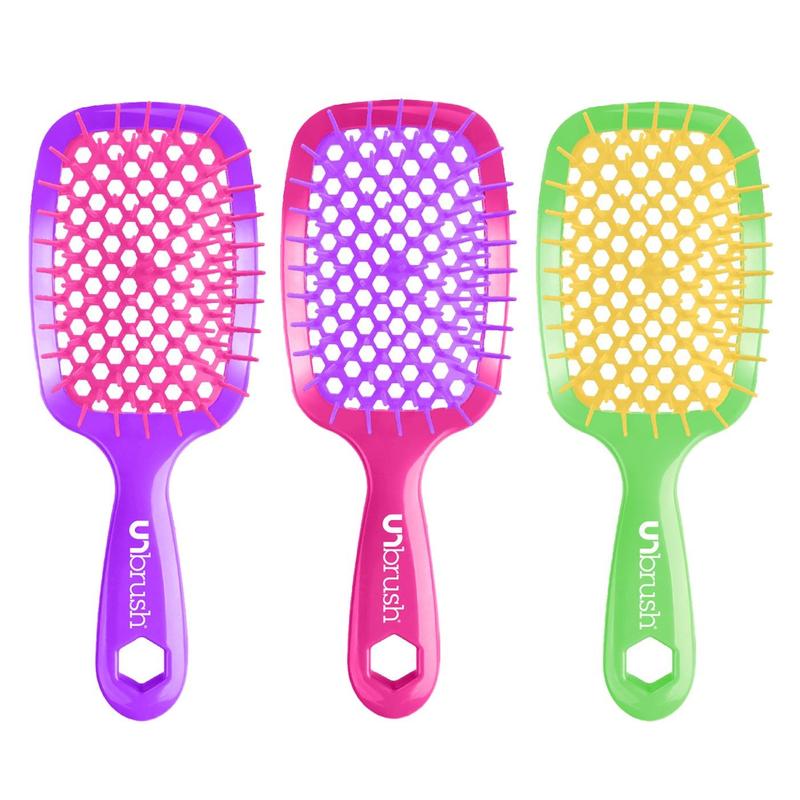 Unbrush Detangling Hair Brush Neon Collection (3 Brushes)