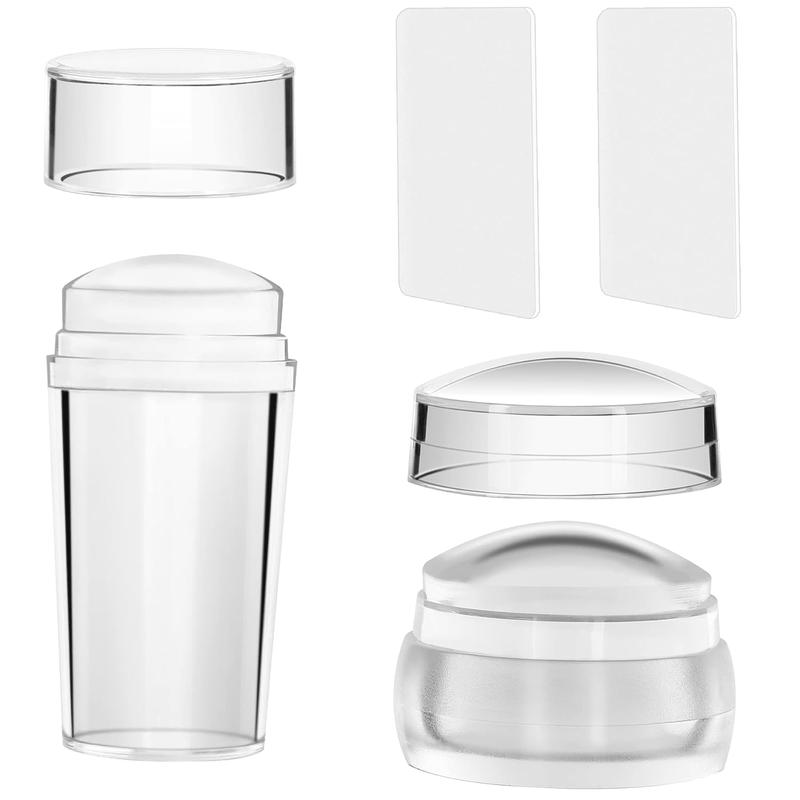 2 Set Clear Silicone  Stamper Set Transparent Visible Body  Nails Art Template Tools with Scraper for DIY