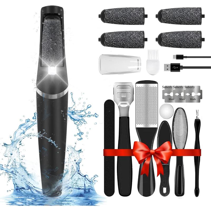 Professional Electric Foot Callus Remover, Rechargeable Electronic Foot File Pedicure Tool Kit, Water-Resistan Foot Scrubber File with 4 Grinding Heads, Foot Care for Dead Skin Ideal Gift for Everyone