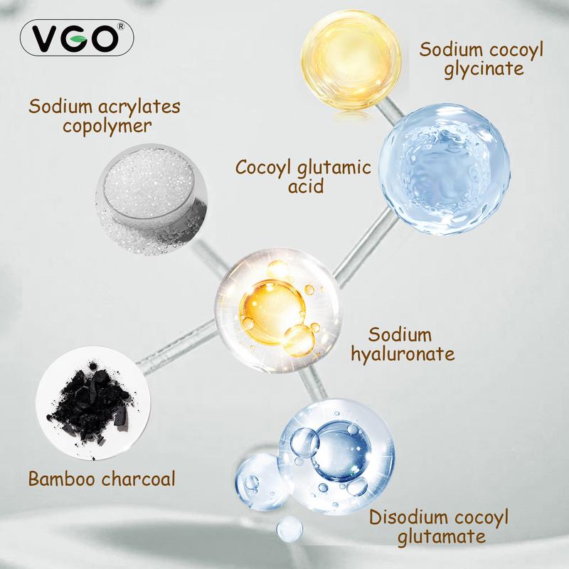 VGO Double Care Facial Cleanser - 50g, Suitable for All Skin Types, Cleanses and Moisturizes for Optimal Skincare Cleansing Gentle Charcoal Coconut-B