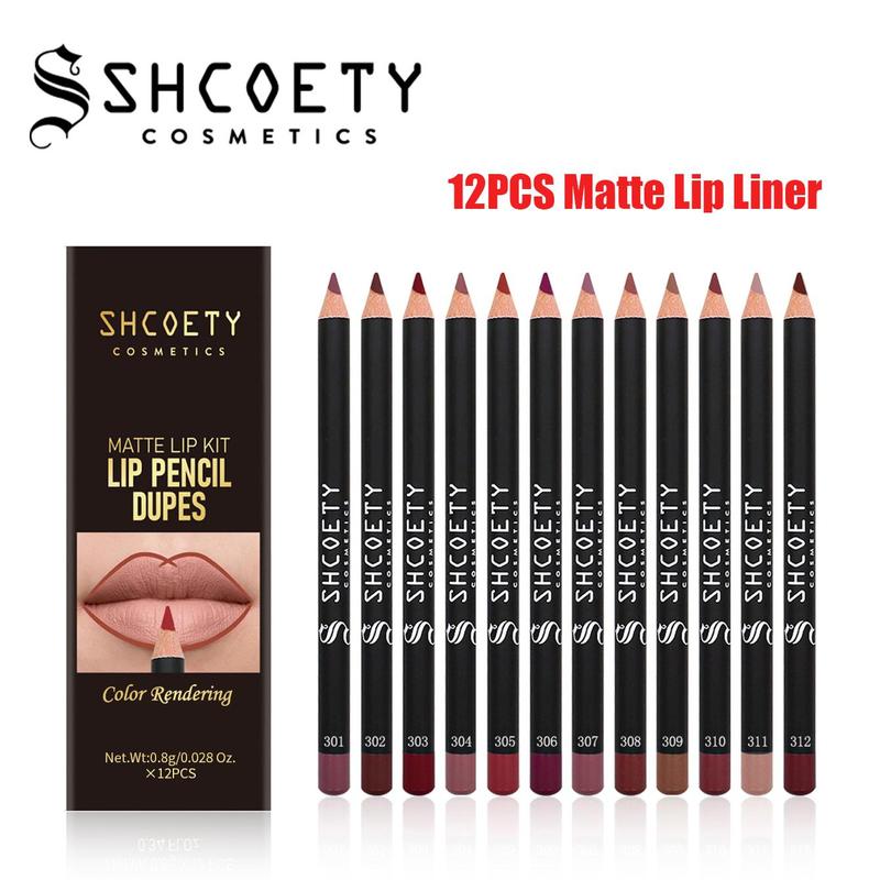 Long Lasting Matte Lip Liner Pencil Set, 12pcs set Matte Nude Lipstick Pen, Easy Coloring Lip Sticks, Suitable for All Occasions Lip Makeup