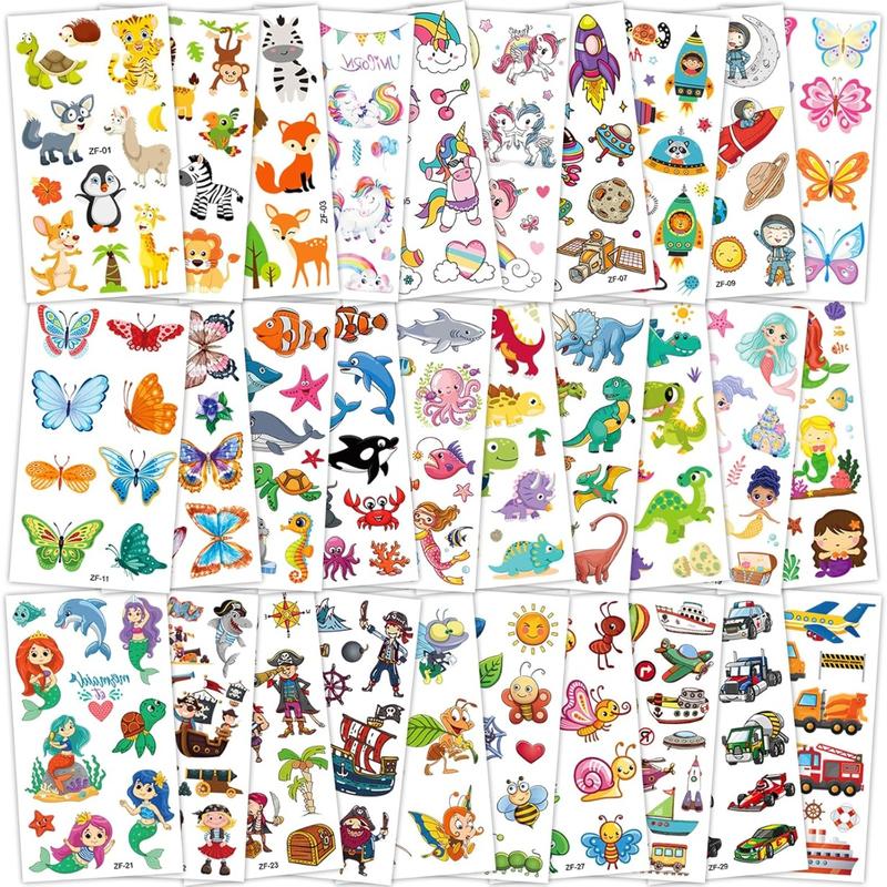 Tattoos for Kids, 300+ Mixed Styles Temporary Tattoos Stickers Set for Girls and Boys, Space Dinosaur Animals Butterfly Tattoos for Kids Birthday Party Supplies