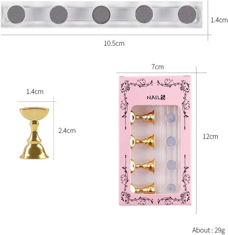 Acrylic Nail Display Stand DIY Nail Crystal Holder Magnetic Practice Stands with Reusable Adhesive Putty Clay for False Nail Tip Manicure Tool