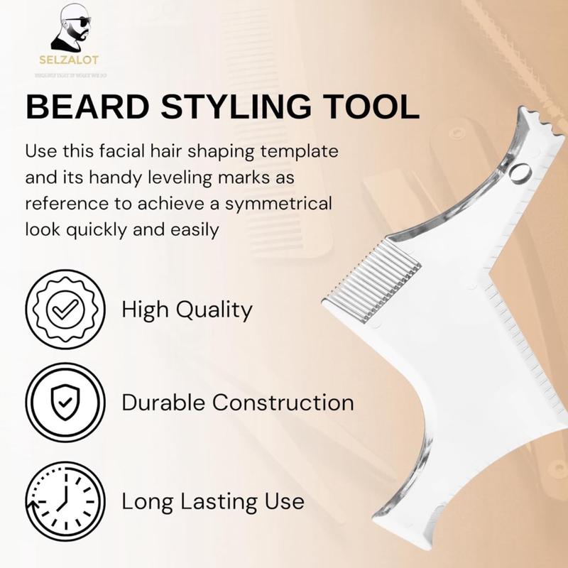 Beard Shaper for Men Beard Lineup Tool for Grooming Beard Guide Shaping Tool for Straight Curve Cut Barber Tool Shaper Haircare Straightener Heatless