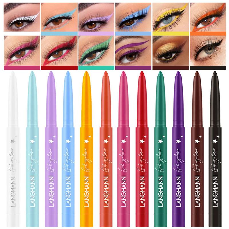 12 Colors Eyeliner Set -  Black Eyeliner Cream, , Smudge-Proof, Long-Lasting Gel Pencils - Matte Shades Eye Liner, Rainbow Eyeliner Makeup Set