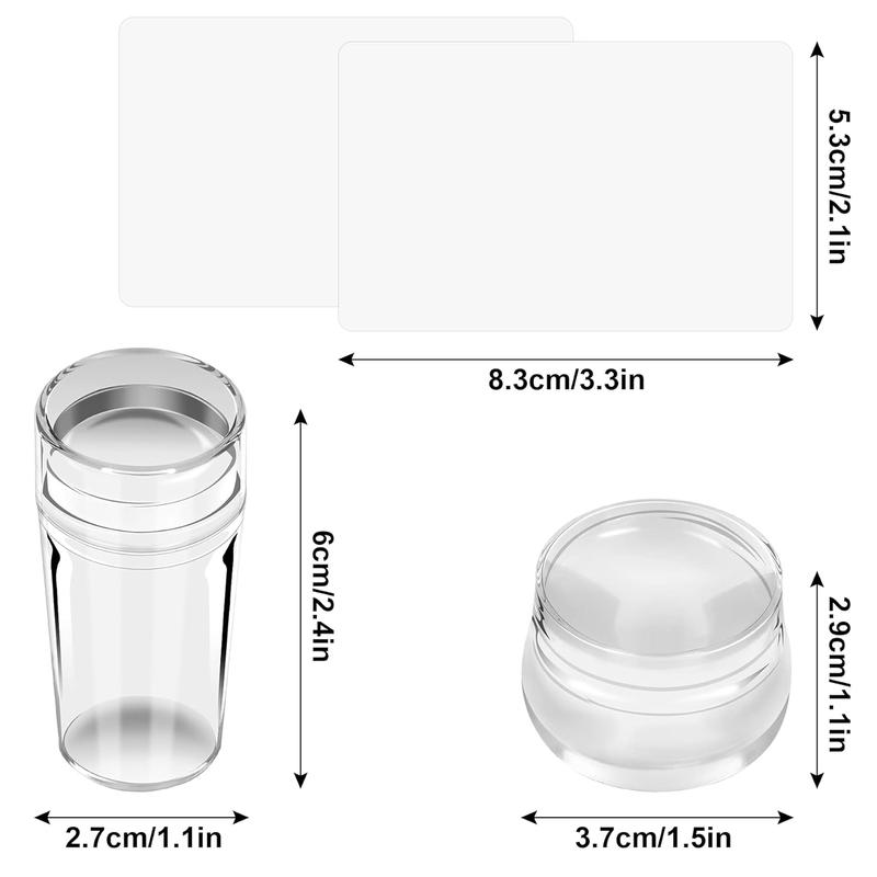 2 Set Clear Silicone  Stamper Set Transparent Visible Body  Nails Art Template Tools with Scraper for DIY