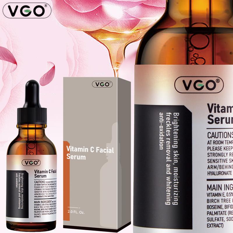 VGO Vitamin C Serum Essence,30ml 60ml Comfort Skincare Face Serum,Gentle Organic Facial Serum Vitamin E Cream-A Daily Cleanser-B3 Cleanser Daily Facial Serum Pack Skin Cleansing Skin Repair Facial Wash vgo long-lasting hydration