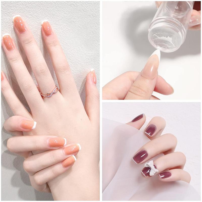 2 Set Clear Silicone  Stamper Set Transparent Visible Body  Nails Art Template Tools with Scraper for DIY