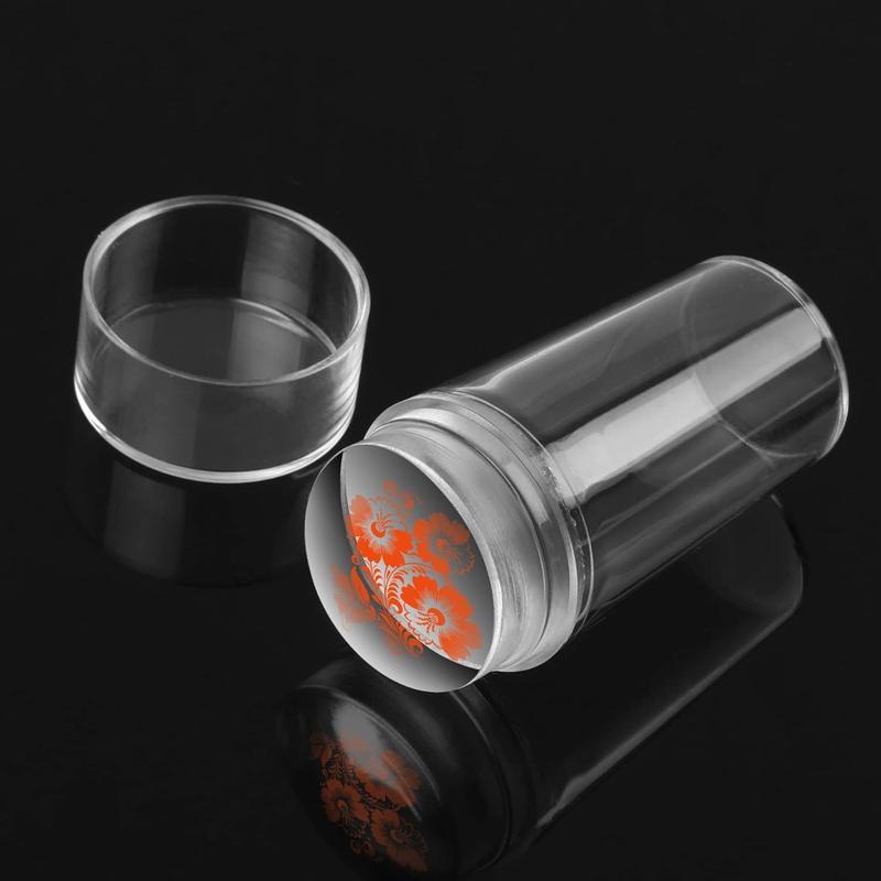 2 Set Clear Silicone  Stamper Set Transparent Visible Body  Nails Art Template Tools with Scraper for DIY