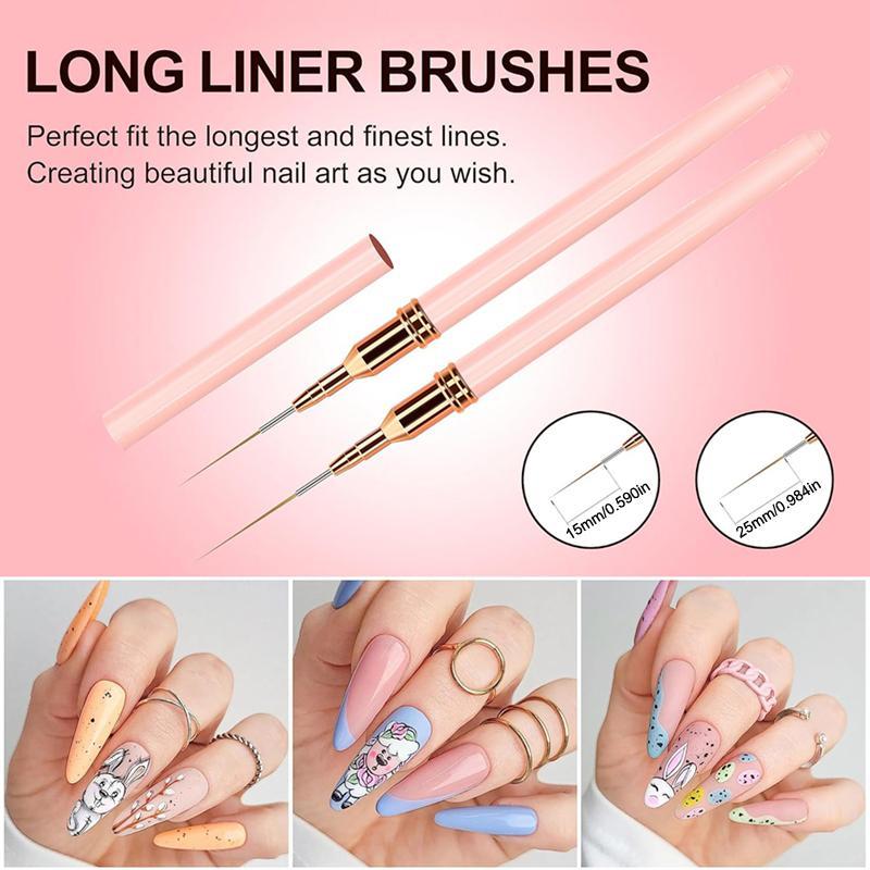 Nail Art Painting Brush Set, 5 Counts set Fine Liner Brushes for Nails, Liner Nail Brush Set for Acrylic, Manicure & Pedicure Tools for Women & Girls