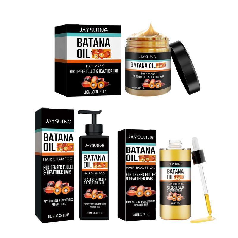 Batana Oil Shampoo & Hair Mask & Hair Oil Set, 1 Set Nourishing Hair Care Products for Dry & Damaged Hair, Hair Care & Styling Product for Men & Women, Christmas Gift