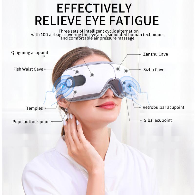 Eye Massager with Heat, Heated Eye Mask with Bluetooth Music for Migraine, Face Massager to Relax, Eye Care Device for Eye Strain, Eye Bags, Dry Eyes, Birthday Gifts