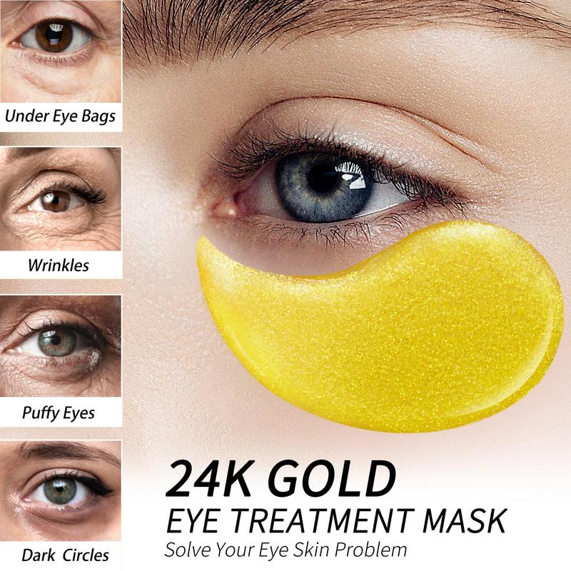 Hicream 24k Gold Eye Mask,60Pcs box Moisturizing Eye Patches,Moisturizing Eye Gel Patches