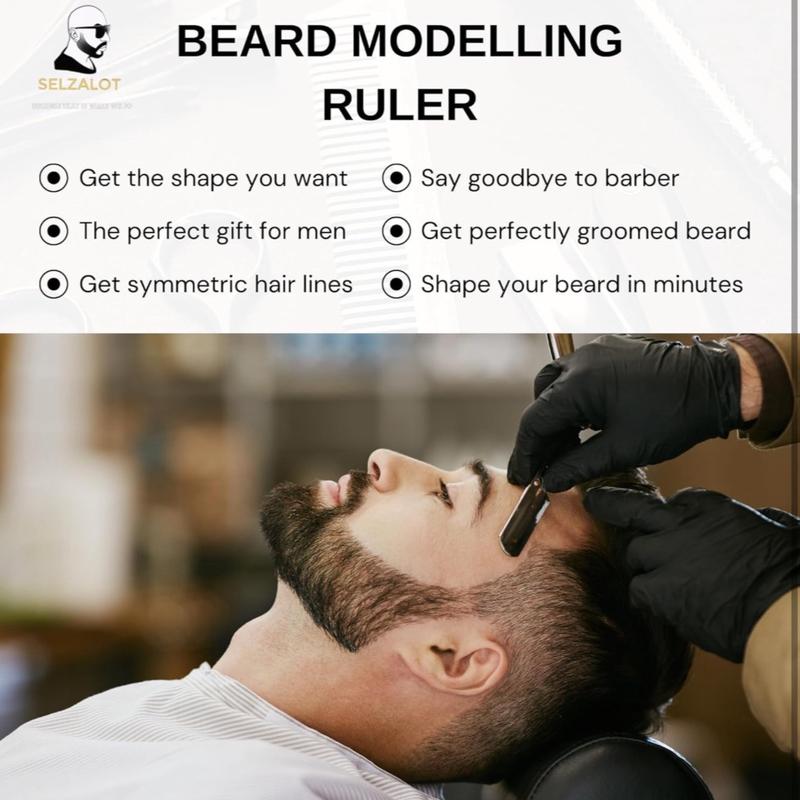 Beard Shaper for Men Beard Lineup Tool for Grooming Beard Guide Shaping Tool for Straight Curve Cut Barber Tool Shaper Haircare Straightener Heatless