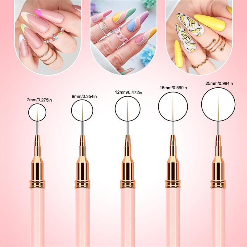 Nail Art Painting Brush Set, 5 Counts set Fine Liner Brushes for Nails, Liner Nail Brush Set for Acrylic, Manicure & Pedicure Tools for Women & Girls