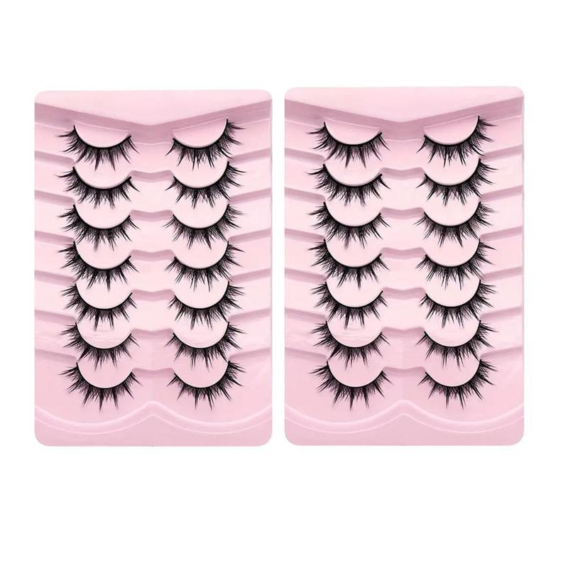 Fluffy Manga False Eyelashes, 2 Boxes 14 Pairs Extra Long And Thick Eyelashes For Makeup And Eyelash Extension, Cosplay Fake Eyelashes, 3D Wispy Eyelashes, Summer Gift