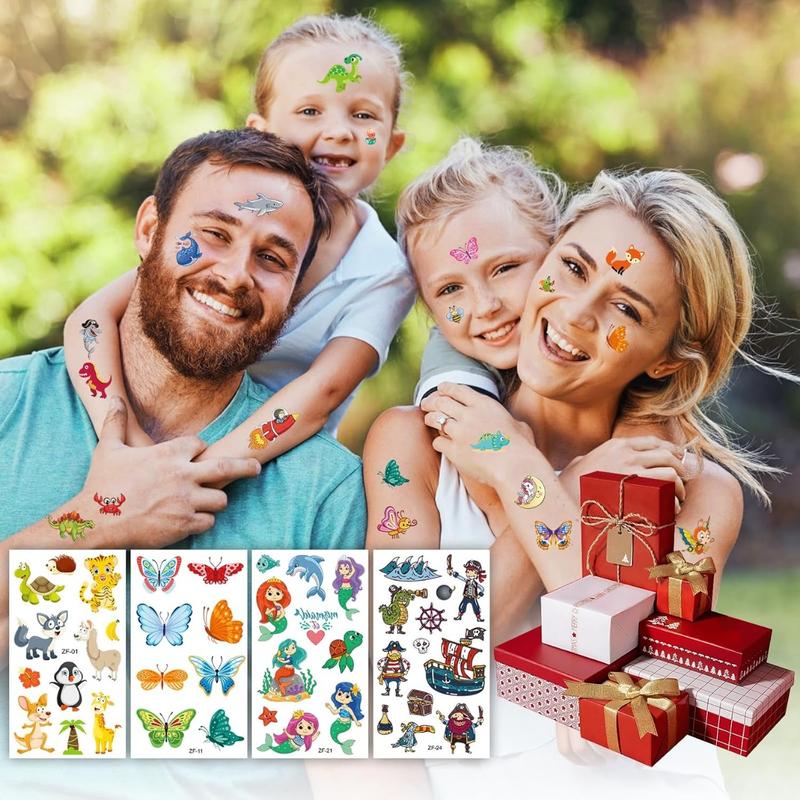 Tattoos for Kids, 300+ Mixed Styles Temporary Tattoos Stickers Set for Girls and Boys, Space Dinosaur Animals Butterfly Tattoos for Kids Birthday Party Supplies