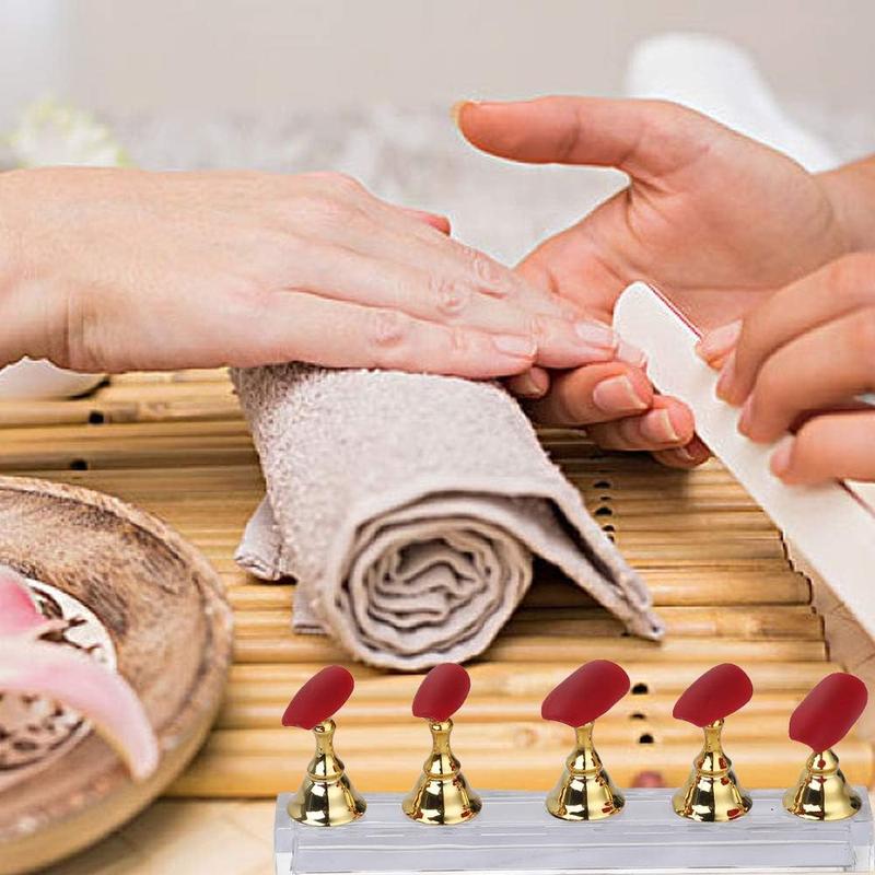 Acrylic Nail Display Stand DIY Nail Crystal Holder Magnetic Practice Stands with Reusable Adhesive Putty Clay for False Nail Tip Manicure Tool