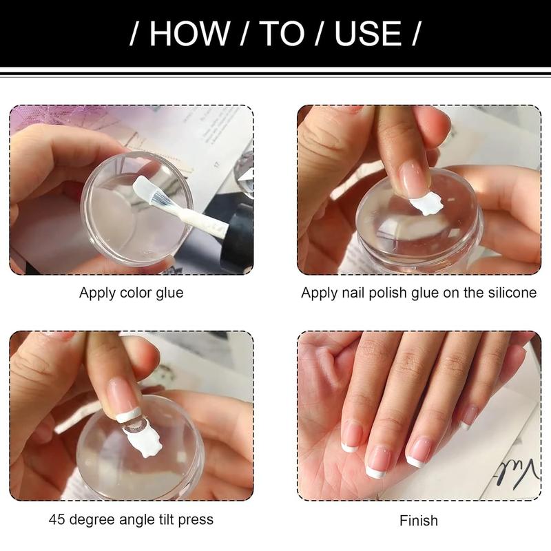 2 Set Clear Silicone  Stamper Set Transparent Visible Body  Nails Art Template Tools with Scraper for DIY