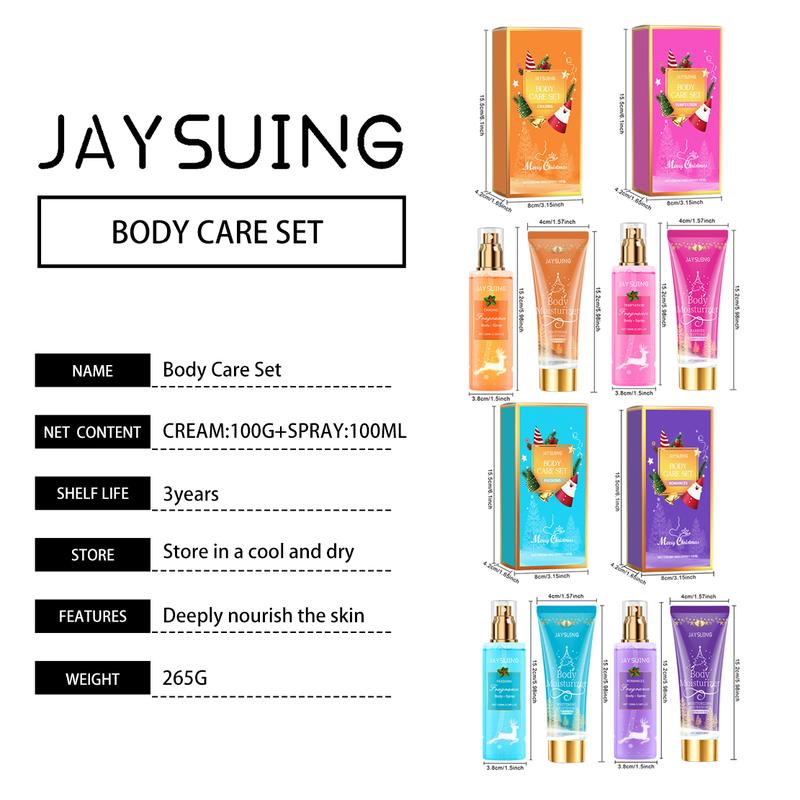 1 2 4set Jaysuing Christmas Fragrance Body Care Set Deodorant Spray Body Lotion Holiday Party Long Lasting Fragrance Brightening Shea