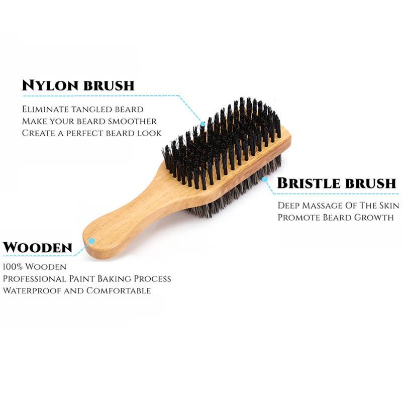 Double-sided Horse Mane Hair Beard Brush, Professional Beard Styling Comb, Hair Styling Comb for Beard Shaving, Christmas Gift