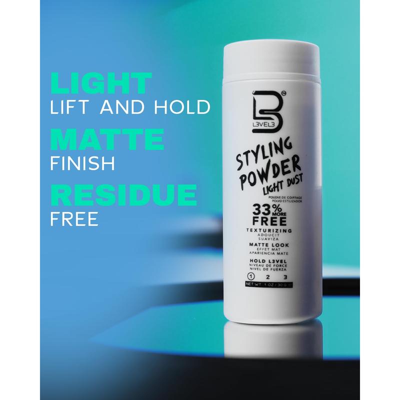 L3 Level 3 Light Hold Styling Powder - Natural Matte Hairstyle - Texturizing and Volumizing L3