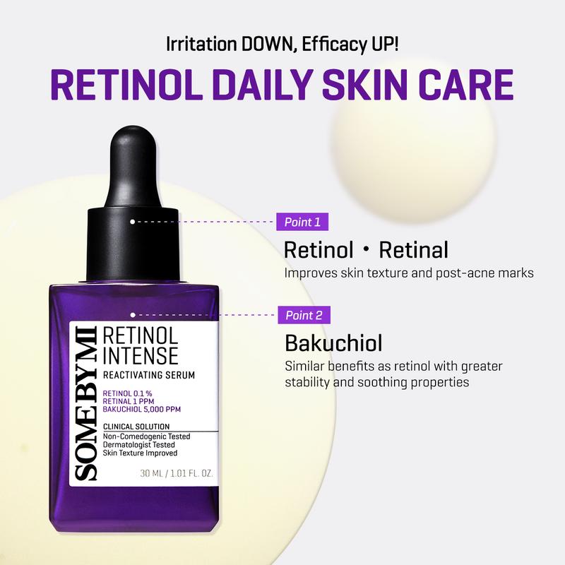 [SOME BY MI] Anti-Aging Duo (Glowing Skin Duo) - Retinol Intense Reactivating Serum + Retinol Intense Advanced Triple Action Eye Cream - Overnight Glowing Skin Care Routine for Skin Texture and Post-Acne Marks - Korean Skin Care