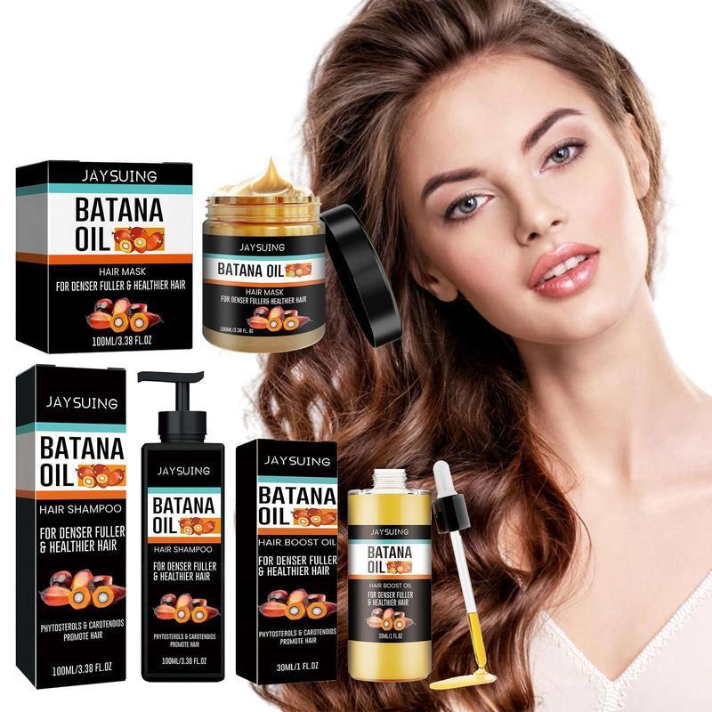 Batana Oil Shampoo & Hair Mask & Hair Oil Set, 1 Set Nourishing Hair Care Products for Dry & Damaged Hair, Hair Care & Styling Product for Men & Women, Christmas Gift