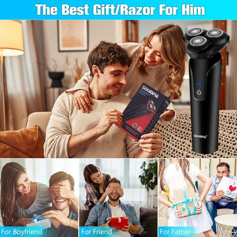 Portable Electric Shaver, 1 Box Rechargeable Rotary Shaver, Beard Shaver, Household Beard Shaver for Men, Men's Grooming Tool