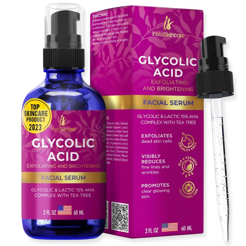 15% Aha Glycolic Acid  And Lactice Acid Serum for Face - Skin Repair and Brightner Skincare  Facial Treatment Acne Facial Radiance Tea Tree Comfort