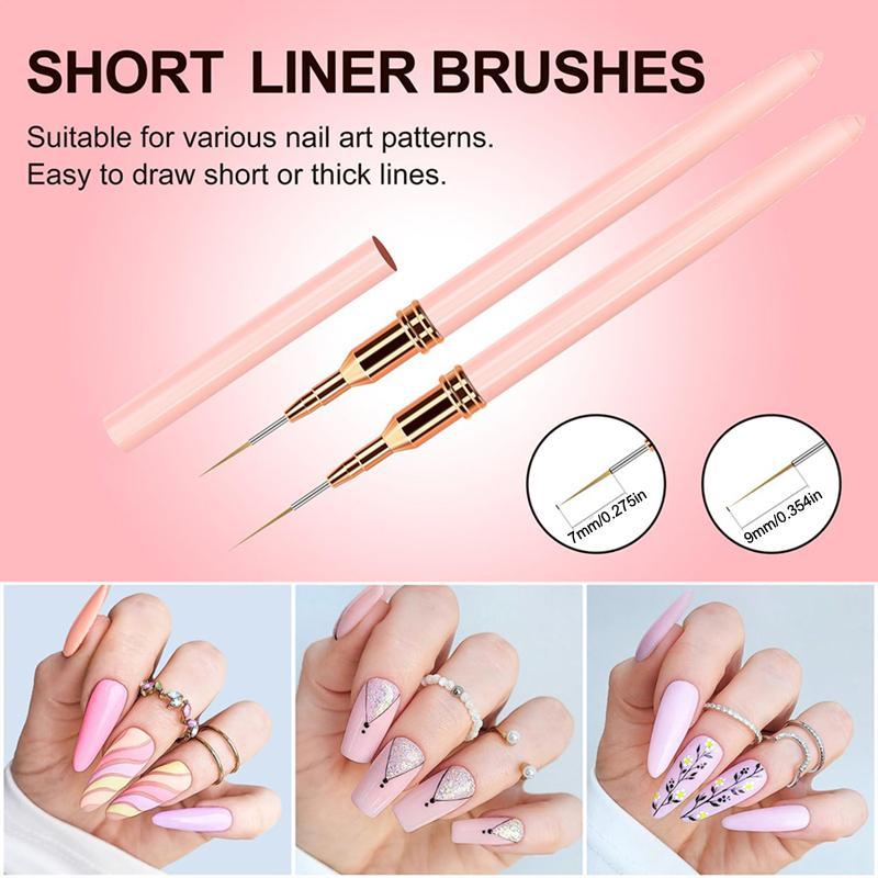 Nail Art Painting Brush Set, 5 Counts set Fine Liner Brushes for Nails, Liner Nail Brush Set for Acrylic, Manicure & Pedicure Tools for Women & Girls