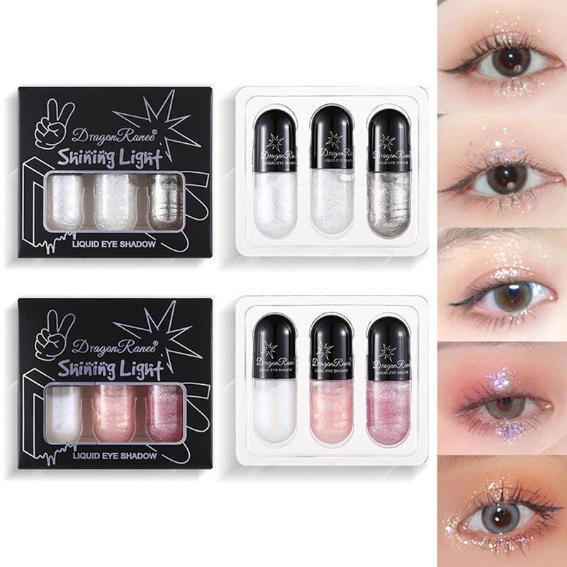 3pcs set Glitter Liquid Eyeshadow, Shimmering Eye Shadow Sticks, Sparkling Highlighting Makeup Products for Eyeshadow Lying Silkworm