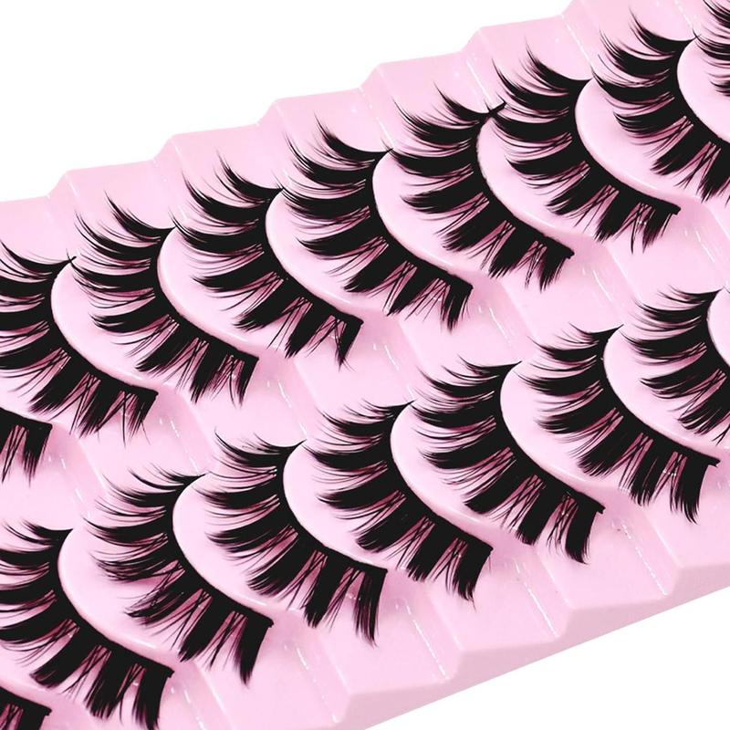 Manga Style Cat Eye Look Fake Eyelash, 10 Pairs Fluffy Spiky Lash Clusters Kit, Natural Curl Eye Mini Makeup Strip Lashes, Lash Clusters, Christmas Gift