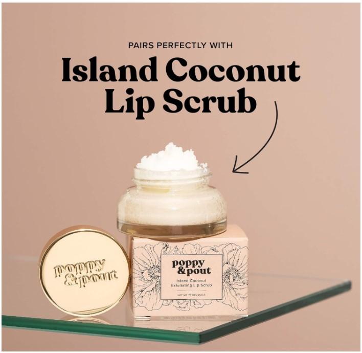 Poppy & Pout Island Coconut Jumbo Lip Balm | All Natural Lip Balms & Moisturizers | Hydrates with Beeswax, Vitamin E, Organic Coconut Oil | Cruelty-Free | Lip Balm in Recyclable Cardboard Tube