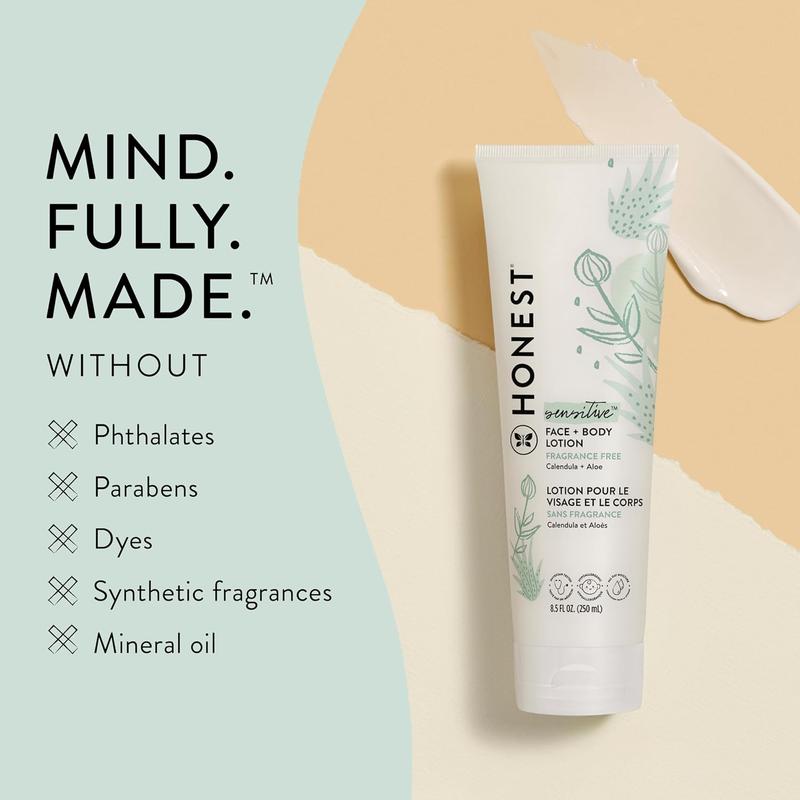 The Honest Company Hydrating Face + Body Lotion | Fast Absorbing, Naturally Derived, Hypoallergenic | Fragrance Free Sensitive, 8.5 fl oz