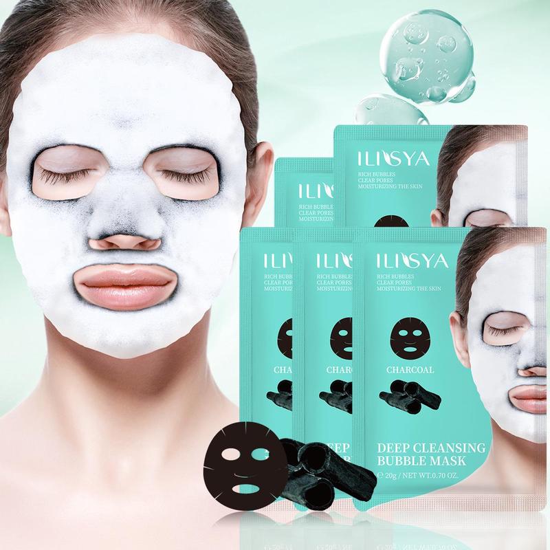 Bubble Mask, 5 Counts set Deep Cleansing Pore Mask, Oil Control Exfoliating Mask, Gentle Refreshing Mask, Suitable for Daily Facial Cleaning