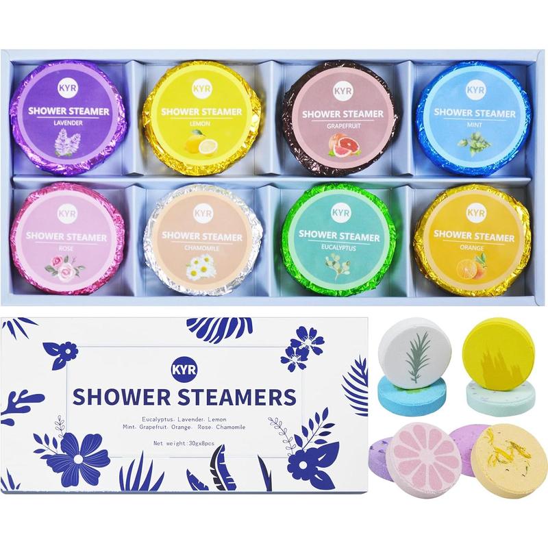 Shower Steamers Aromatherapy- KYR 8 Pack Gifts for Women, Mom, Men, Shower Bombs with 8% Natural Essential Oil, Mother's Day Gifts, Birthday Gift, Christmas Gift, Relaxation Stress Relief Home Spa