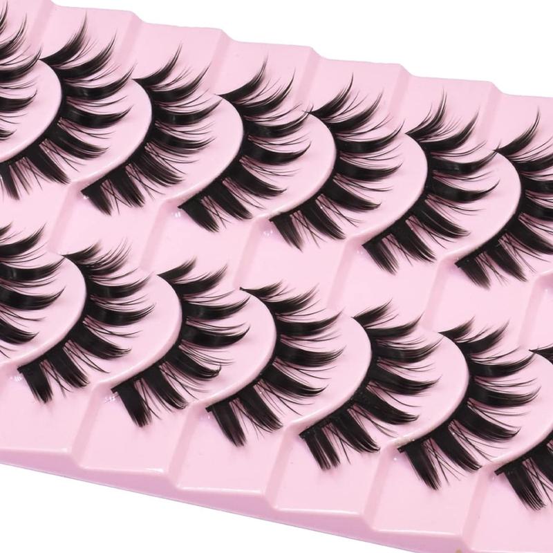 Manga Style Cat Eye Look Fake Eyelash, 10 Pairs Fluffy Spiky Lash Clusters Kit, Natural Curl Eye Mini Makeup Strip Lashes, Lash Clusters, Christmas Gift