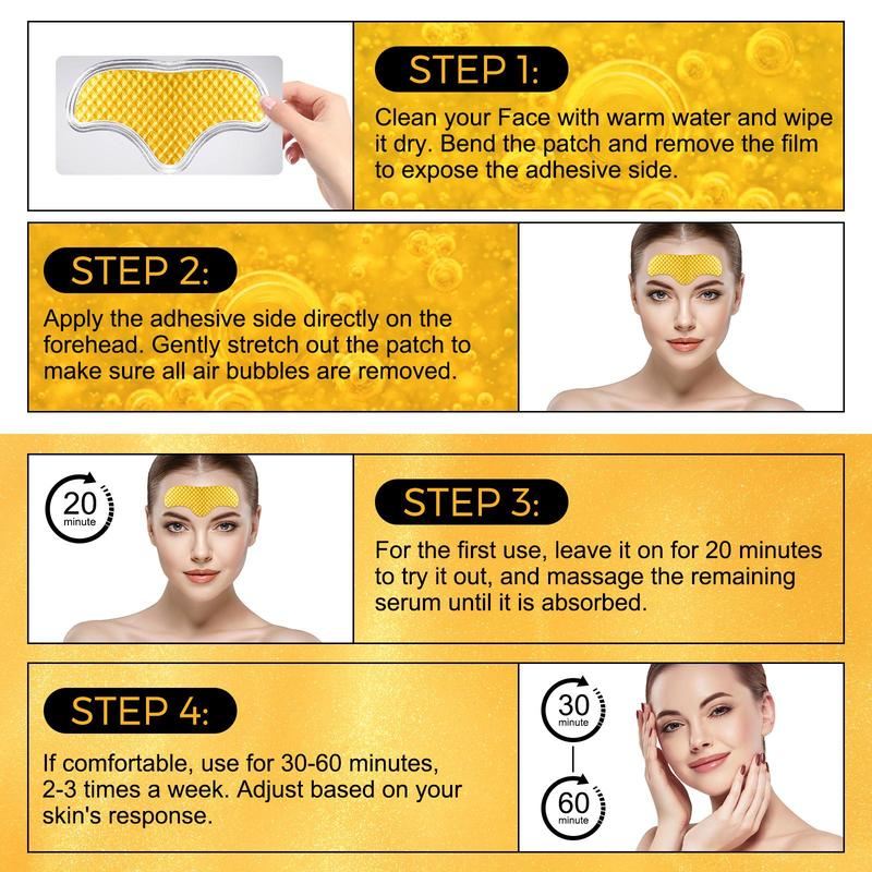 24k Gold Collagen Forehead Patches, 12pcs box Deep Hydration & Firming Forehead Patches, Facial Skin Care Products for Women & Men