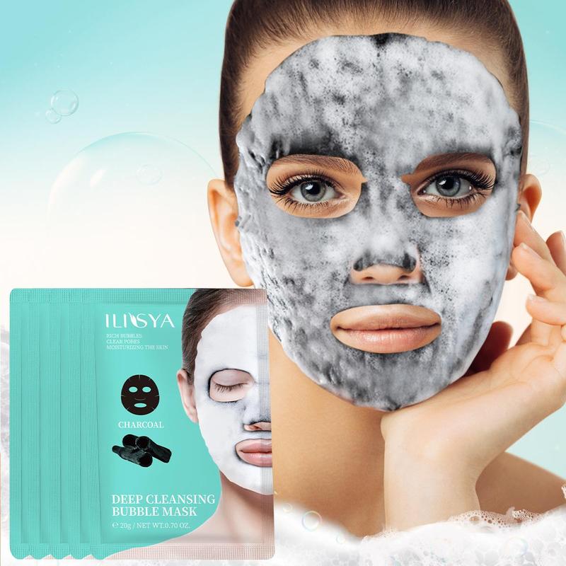 Bubble Mask, 5 Counts set Deep Cleansing Pore Mask, Oil Control Exfoliating Mask, Gentle Refreshing Mask, Suitable for Daily Facial Cleaning