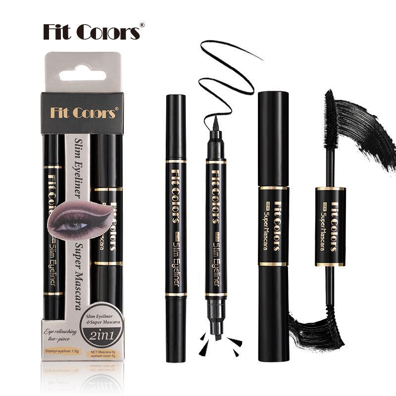 Double-ended Mascara Stick & Waterproof Long Lasting Eyeliner Pen Set, 2 Counts set Quick Drying Eyeliner Pen with Precise Flexible Tip & Comfortable Grip