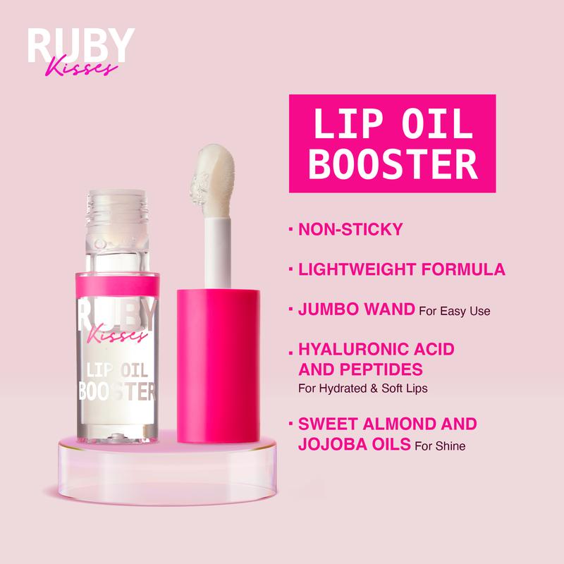 Ruby Kisses Lip Plumping Liner & Oil Booster Set, Instinct Lip Maximizer, Hydrating & Voluminous Lip Gloss Moisturizer, Smudge Proof, High Pigment