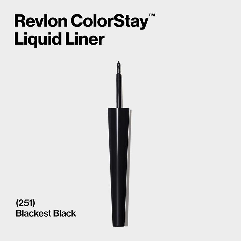 Revlon Liquid Eyeliner, ColorStay Eye Makeup, Waterproof, Smudgeproof, Longwearing with Ultra-Fine Tip, 251 Blackest Black, 0.08 Fl Oz (Pack of 1)