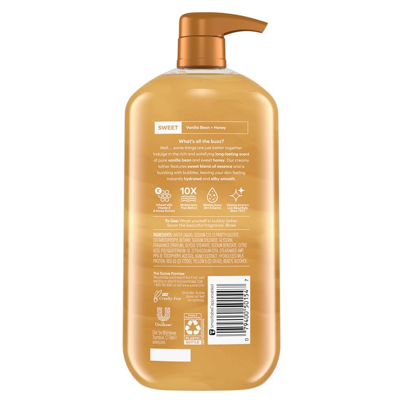 Suave Essentials Milk & Honey Body Wash, 30 oz - Moisturizing and Hydrating with Vitamin E and Honey Extracts