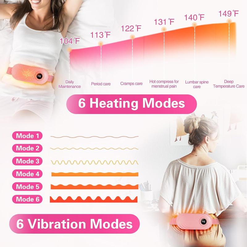 Heating Pad for Period Cramps 5000mAh, Portable Heating Pad with 6 Heating Levels and 6 Massage Modes, Menstrual Heating Pad with 3 Timer Auto Off Set Comfort