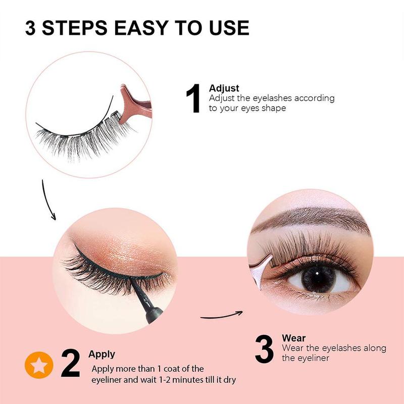 Reusable False Eyelashes with Eyeliner & Tweezers, 5 Pairs Fluffy Eye Strip Lashes, Natural Curling Strip Lashes Cluster Kit, Soft Fake Lashes for Women, Christmas Gift