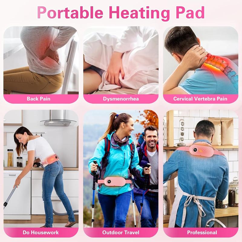 Heating Pad for Period Cramps 5000mAh, Portable Heating Pad with 6 Heating Levels and 6 Massage Modes, Menstrual Heating Pad with 3 Timer Auto Off Set Comfort