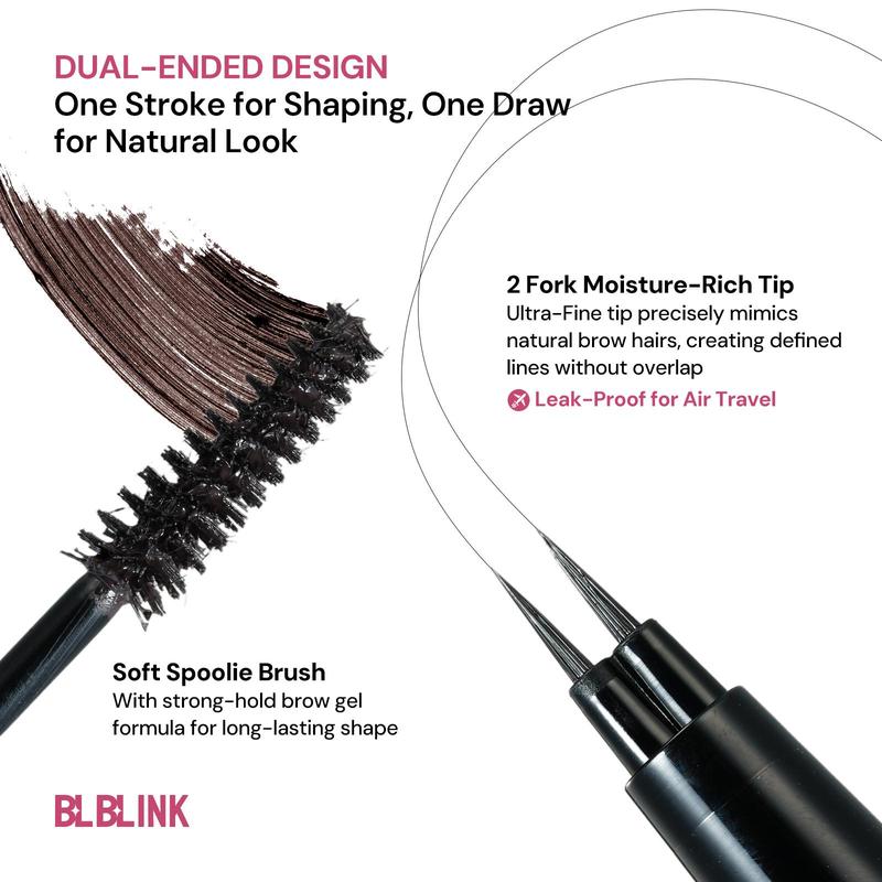 BLBLINK Dual-Ended Waterproof Brow Pencil & Tint Natural, Long-Lasting 24-Hour Smudge-Proof Makeup